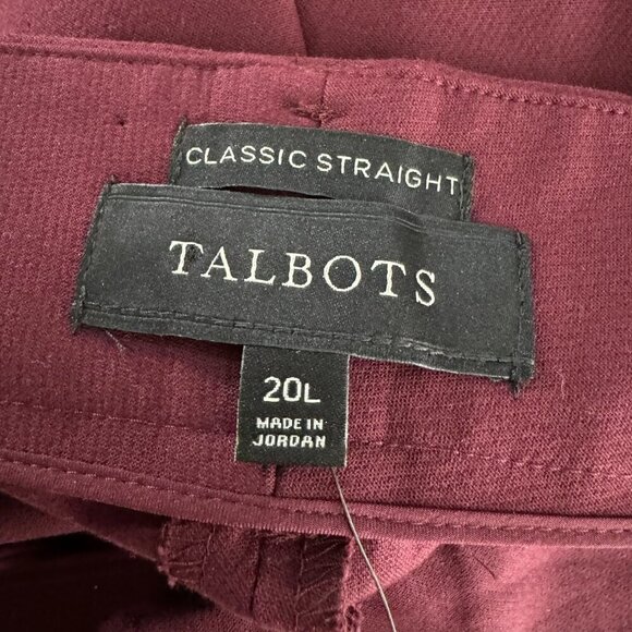 Talbots Classic Straight Pants Womens 20L‎ Burgundy Cotton Spandex NWT PT-2300 - Picture 7 of 10